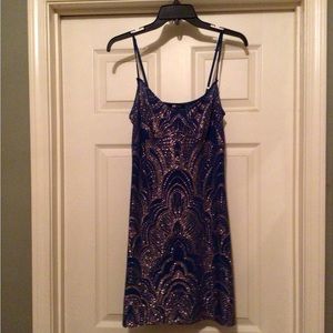 Blue glitter mini dress
